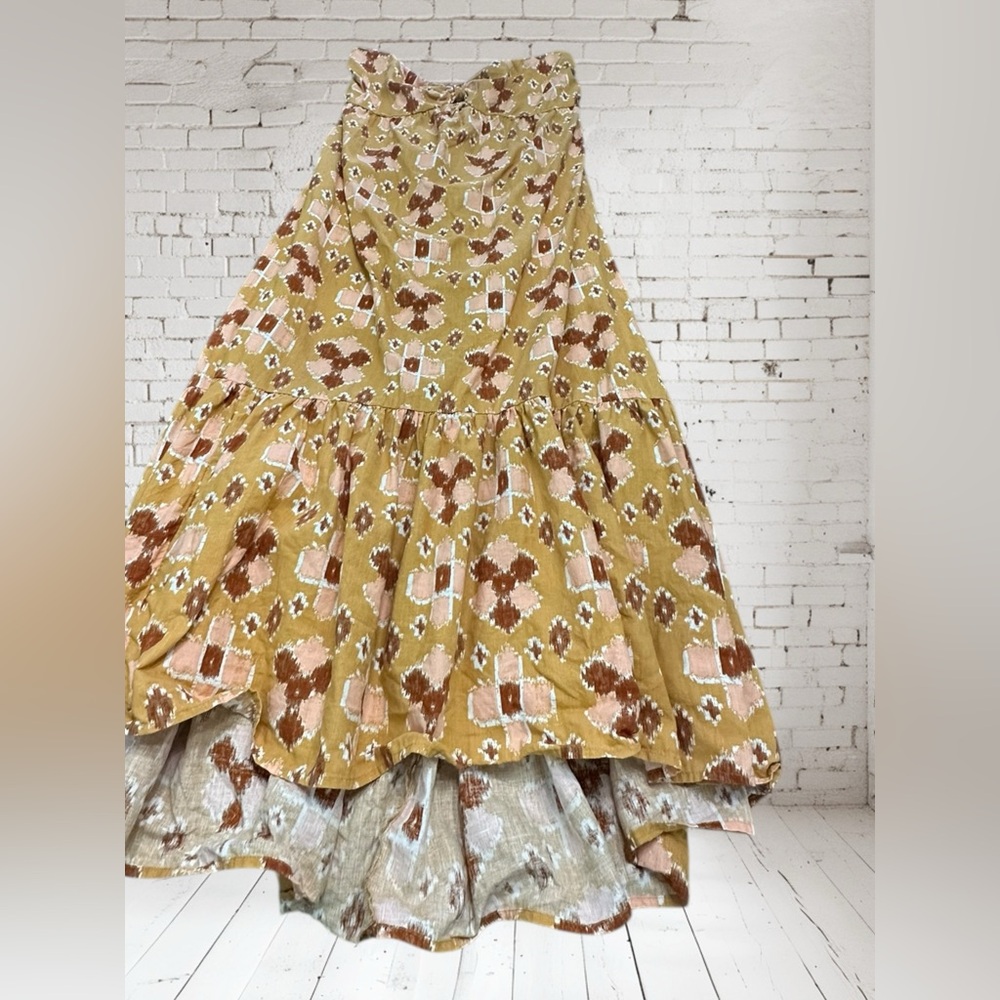 Aerie Strapless Linen Blend Dress.
Gold/brown/pink. Size : XL - Picture 2 of 12